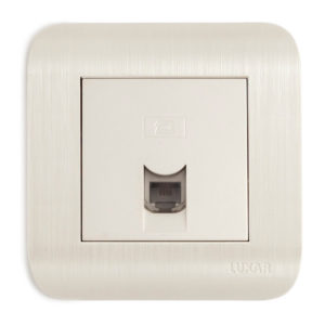 Розетка LUXAR Deco с/у телефонная RJ-11 белая с рифл. рамкой