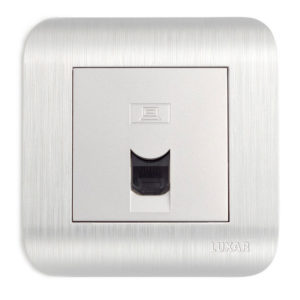 Розетка LUXAR Deco с/у компьютерная RJ-45 серебро с рифл. рамкой