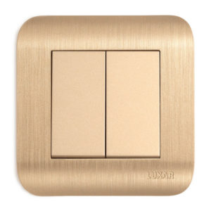 Выключатель LUXAR Deco 2-кл. с/у шампань с рифл. рамкой 250В 10А