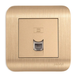 Розетка LUXAR Deco с/у телефонная RJ-11 шампань с рифл. рамкой