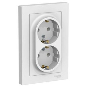 Розетка ATLAS DESIGN 2-м с/з 16А в сборе бел.