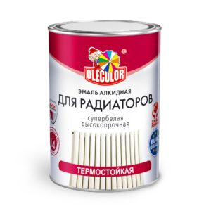Белая эмаль алкидная для радиаторов 0,9кг "Olecolor" (14)