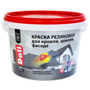"DALI" Краска резиновая  для кровли,цоколя,фасада коричневый 3кг