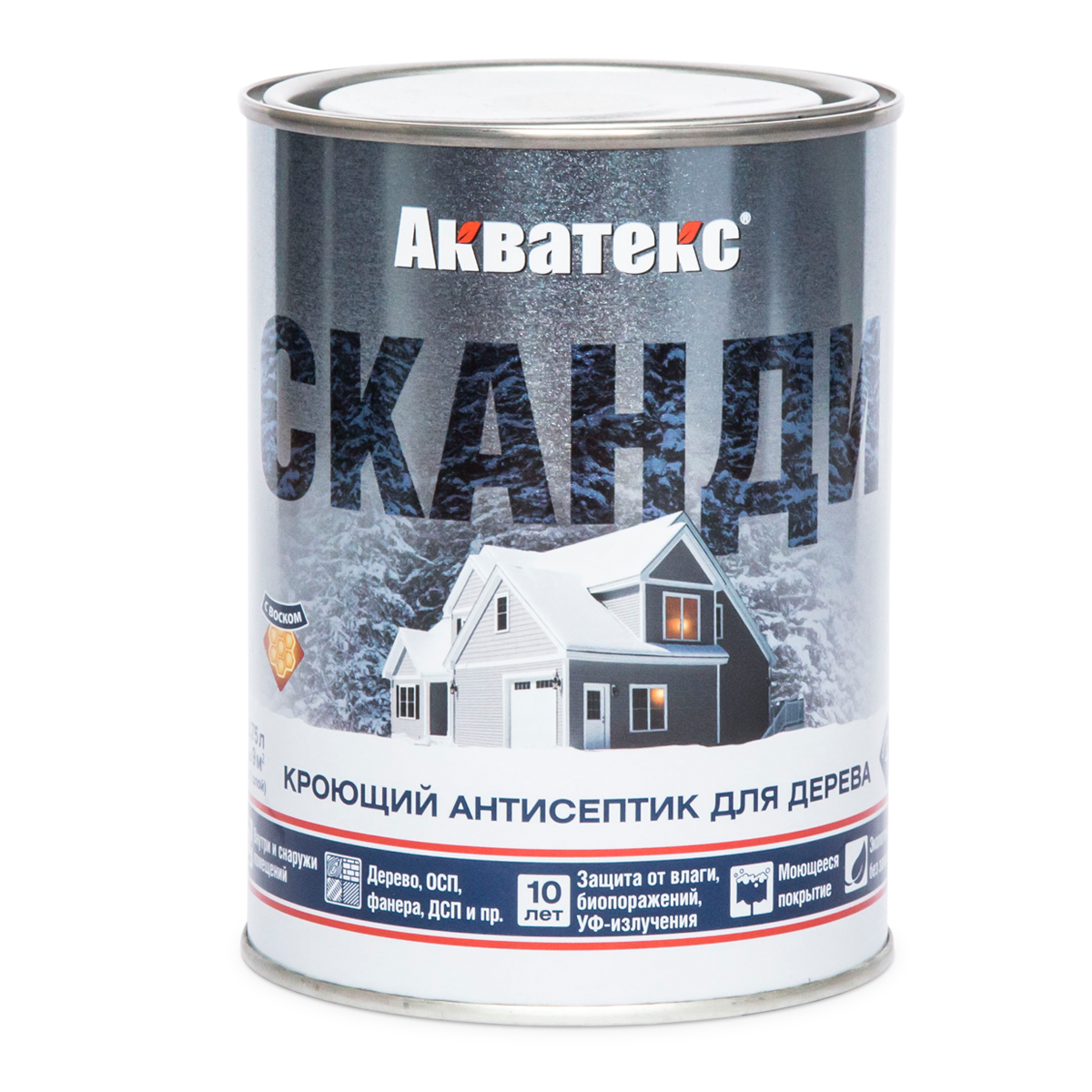 "Акватекс СКАНДИ" кроющий антисептик для дерева ТОПЛЕНОЕ МОЛОКО 0,75л