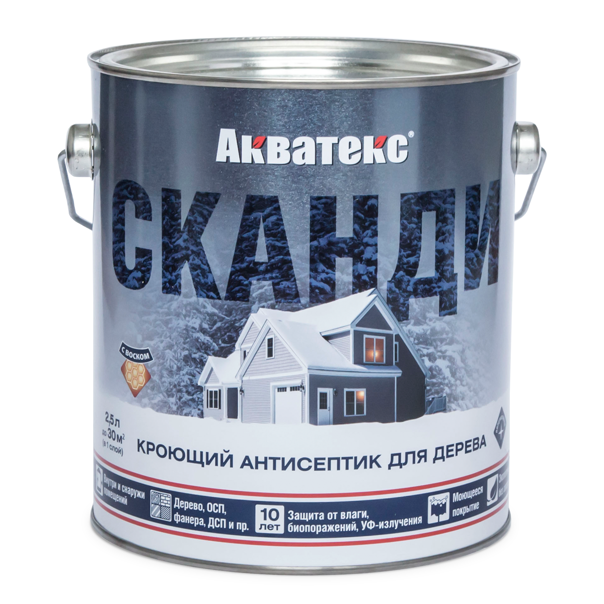 "Акватекс СКАНДИ" кроющий антисептик для дерева ФЬОРД 2,5л