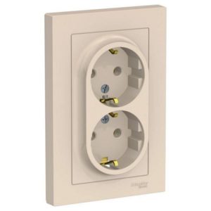 Розетка 2-м СП AtlasDesign 16А IP20 с заземл. в сборе беж.