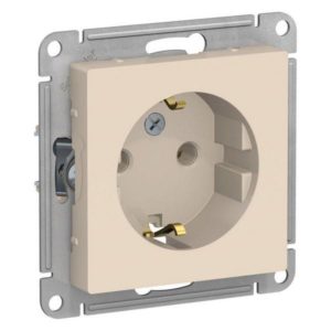 Механизм розетки 1-м СП AtlasDesign 16А IP20 с заземл. беж.