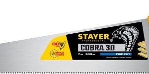 Ножовка STAYER ″Cobra 3D″ 500мм, 7TPI, 3D зуб